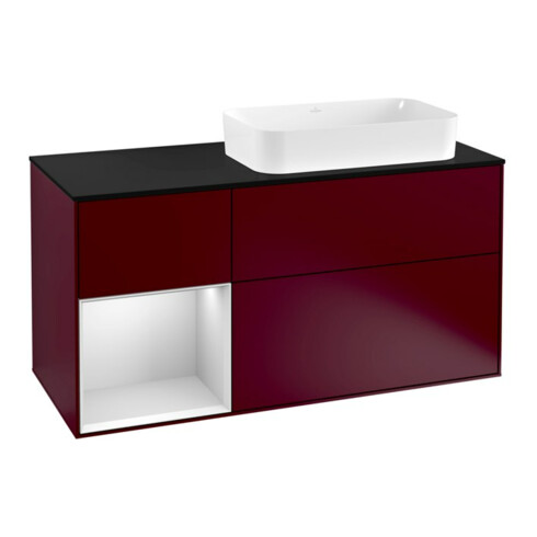 V&B Waschtischunterschrank Wandbeleuchtung Finion 120cm, Pl bla m, Reg li wh. m Lac, Peo m