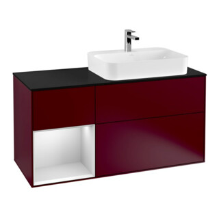 V&B Waschtischunterschrank Wandbeleuchtung Finion 120cm, Pl bla m, Reg li wh. m Lac, Peo m