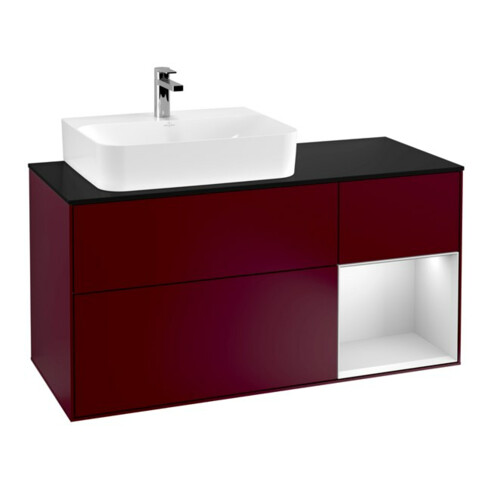V&B Waschtischunterschrank Wandbeleuchtung Finion 120cm, Pl bla m, Reg li wh. m Lac, Peo m