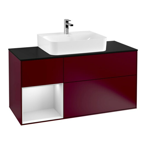 V&B Waschtischunterschrank Wandbeleuchtung Finion 120cm, Pl bla m, Reg li wh. m Lac, Peo m