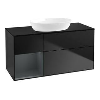 V&B Waschtischunterschrank Wandbeleuchtung Finion 120cm, Pl bla m, Reg md m Lac, bla m Lac