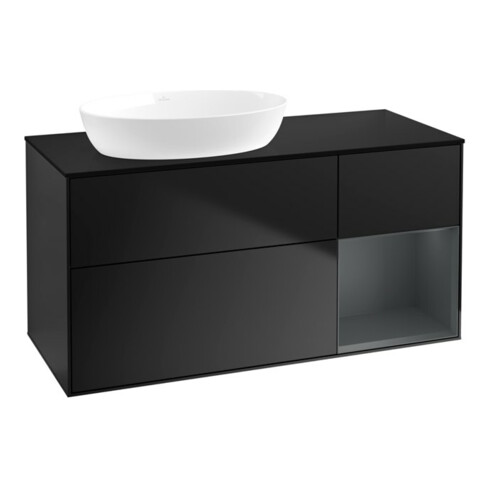 V&B Waschtischunterschrank Wandbeleuchtung Finion 120cm, Pl bla m, Reg md m Lac, bla m Lac