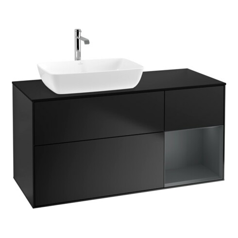 V&B Waschtischunterschrank Wandbeleuchtung Finion 120cm, Pl bla m, Reg md m Lac, bla m Lac