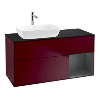 V&B Waschtischunterschrank Wandbeleuchtung Finion 120cm, Pl bla m, Reg md m Lac, Peo m