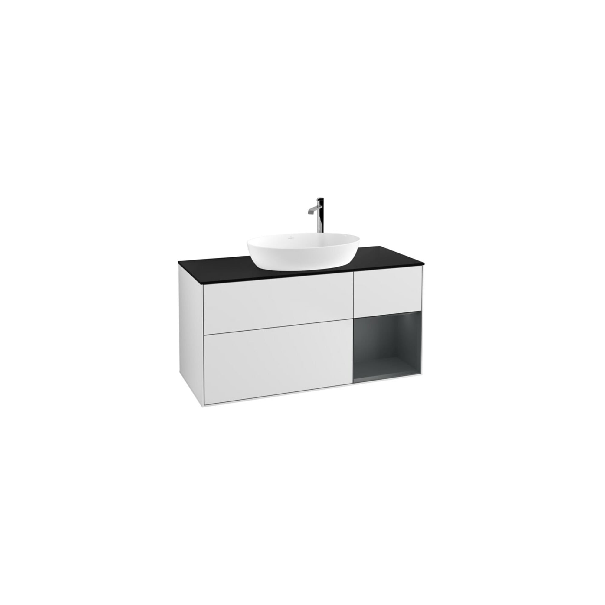 V&B Waschtischunterschrank Wandbeleuchtung Finion 120cm, Pl bla m, Reg md m Lac, wh. m Lac ; Villeroy & Boch