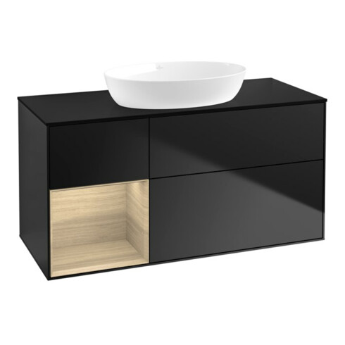 V&B Waschtischunterschrank Wandbeleuchtung Finion 120cm, Pl bla m, Reg Oa ven, bla m Lac