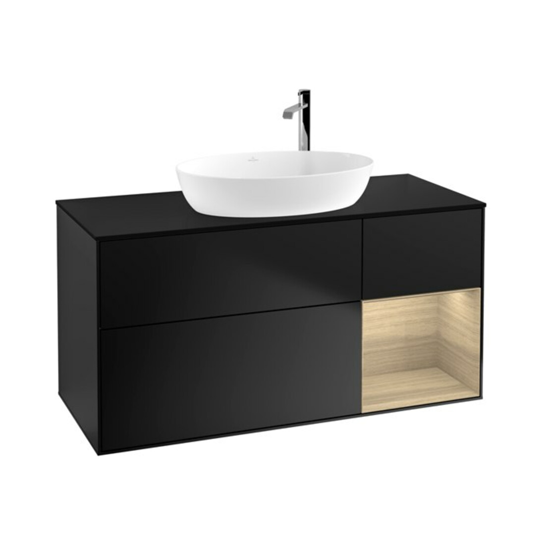 V&B Waschtischunterschrank Wandbeleuchtung Finion 120cm, Pl bla m, Reg Oa ven, bla m Lac