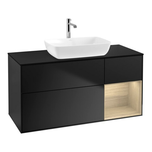 V&B Waschtischunterschrank Wandbeleuchtung Finion 120cm, Pl bla m, Reg Oa ven, bla m Lac