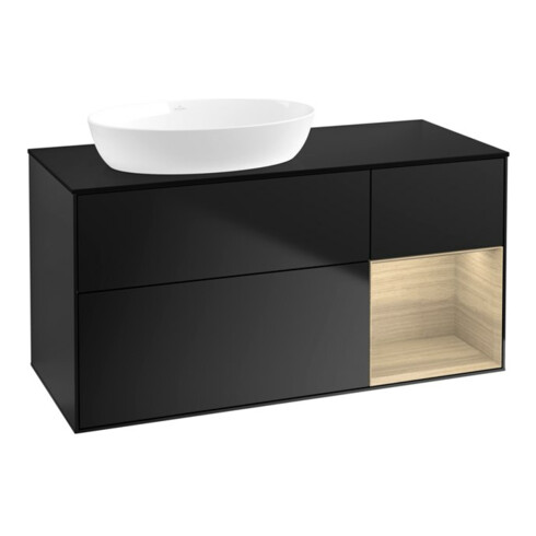 V&B Waschtischunterschrank Wandbeleuchtung Finion 120cm, Pl bla m, Reg Oa ven, bla m Lac