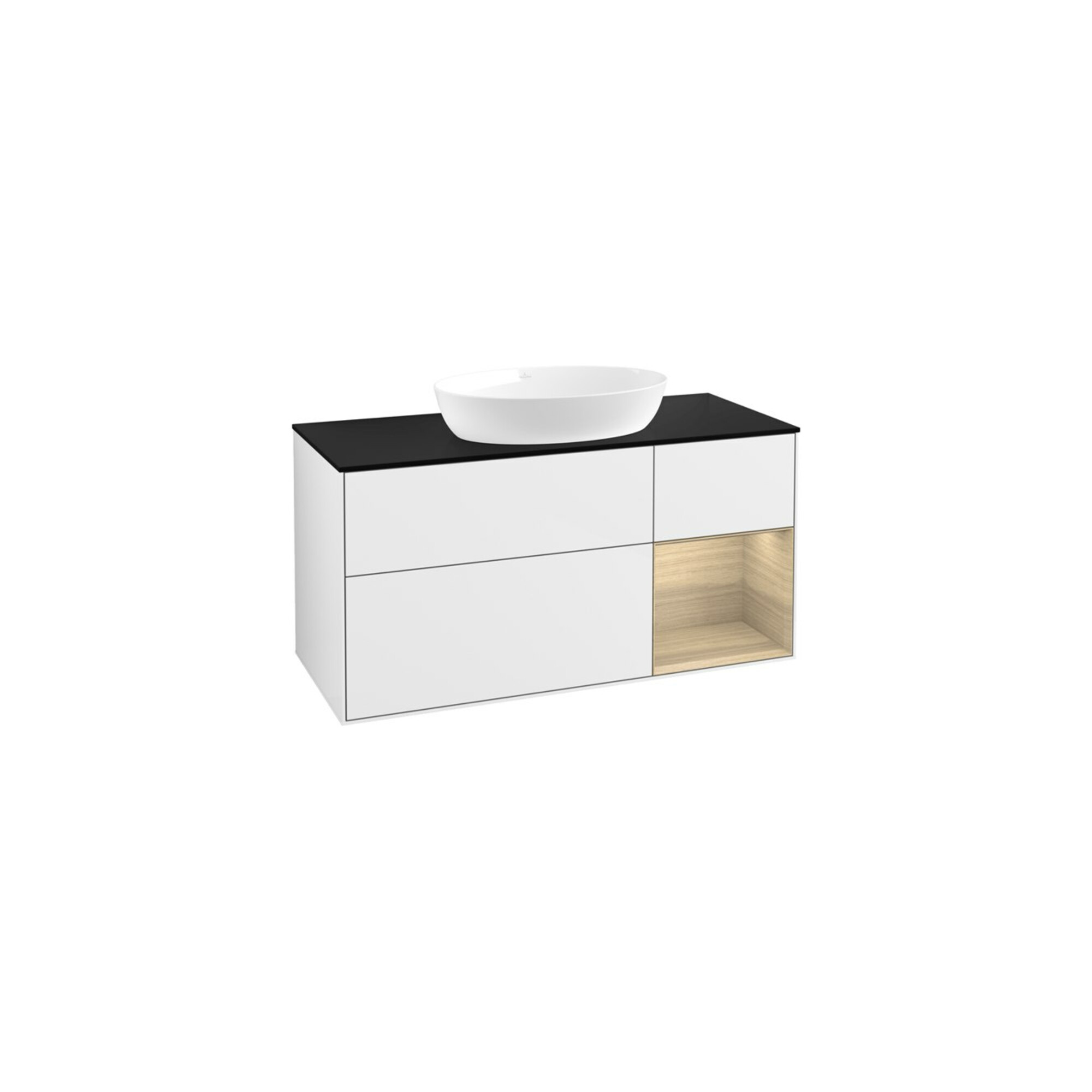 V&B Waschtischunterschrank Wandbeleuchtung Finion 120cm, Pl bla m, Reg Oa ven, glo wh. Lac ; Villeroy & Boch