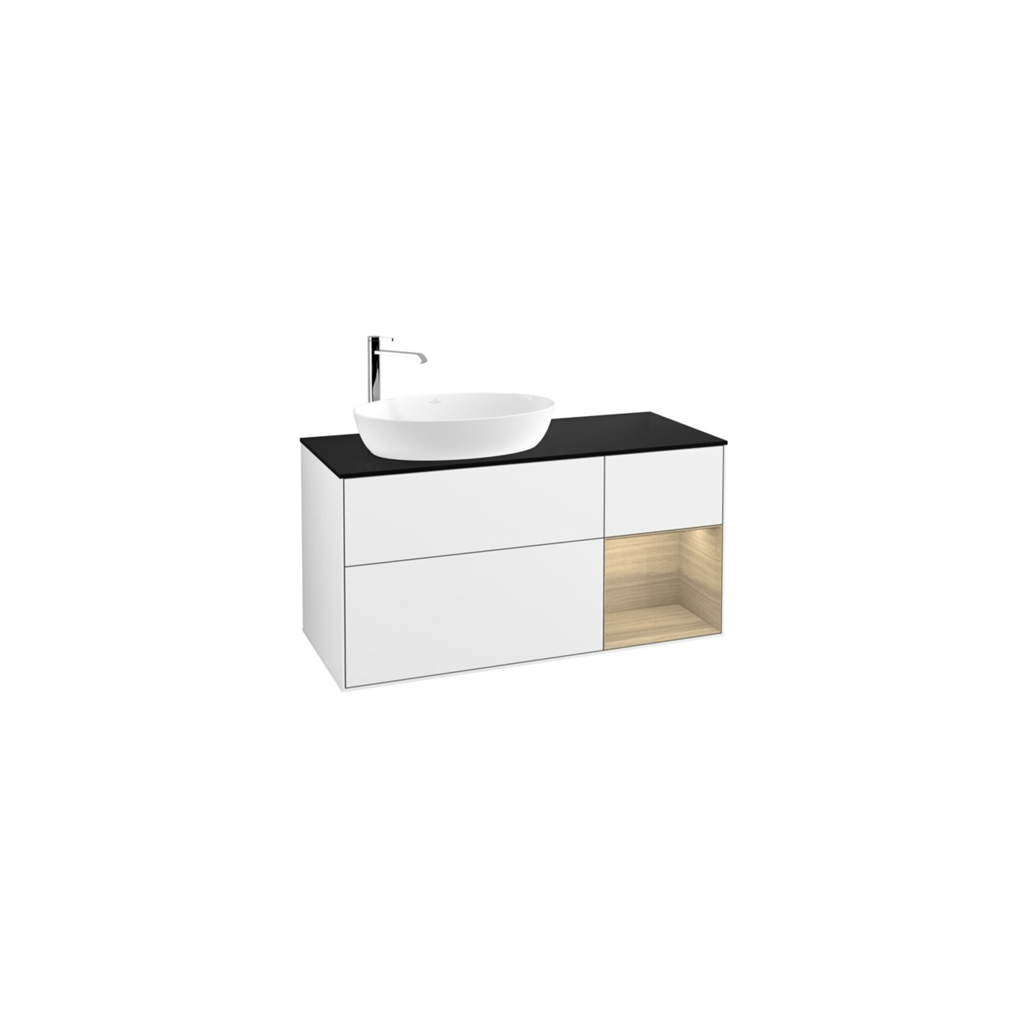 V&B Waschtischunterschrank Wandbeleuchtung Finion 120cm, Pl bla m, Reg Oa ven, glo wh. Lac ; Villeroy & Boch