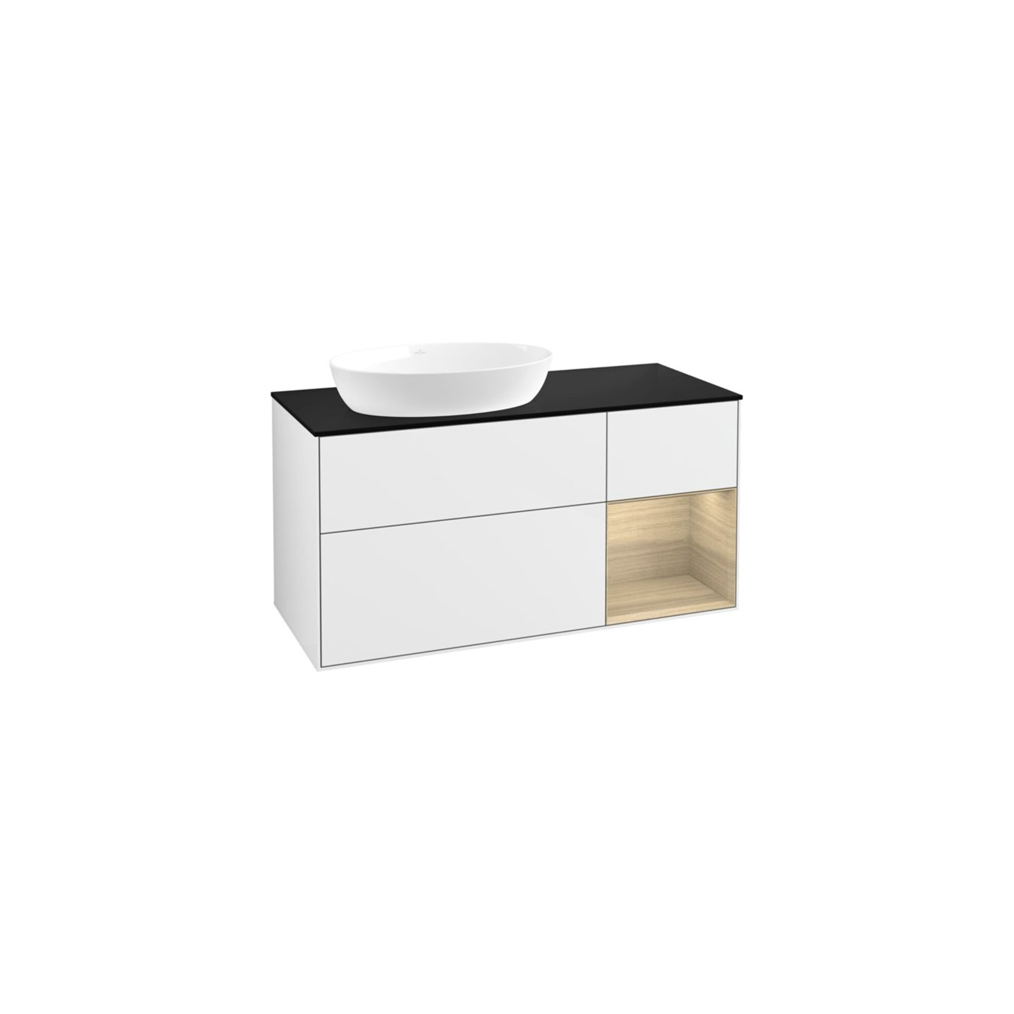 V&B Waschtischunterschrank Wandbeleuchtung Finion 120cm, Pl bla m, Reg Oa ven, glo wh. Lac ; Villeroy & Boch