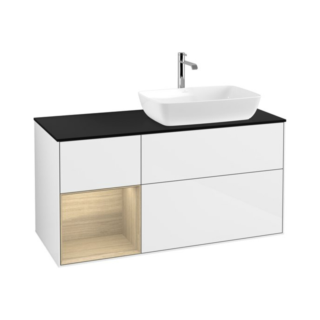 V&B Waschtischunterschrank Wandbeleuchtung Finion 120cm, Pl bla m, Reg Oa ven, glo wh. Lac