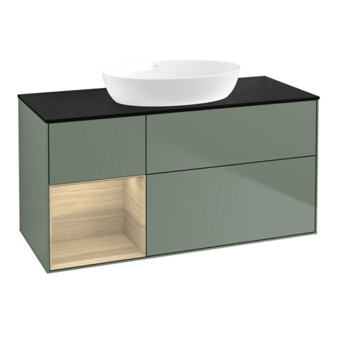 V&B Waschtischunterschrank Wandbeleuchtung Finion 120cm, Pl bla m, Reg Oa ven, Oli. m Lac