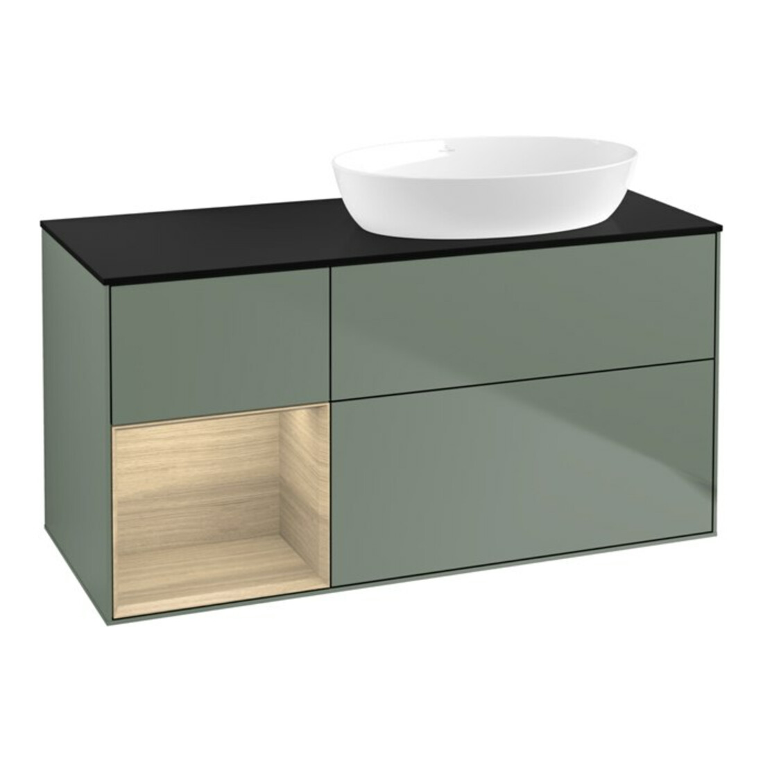 V&B Waschtischunterschrank Wandbeleuchtung Finion 120cm, Pl bla m, Reg Oa ven, Oli. m Lac