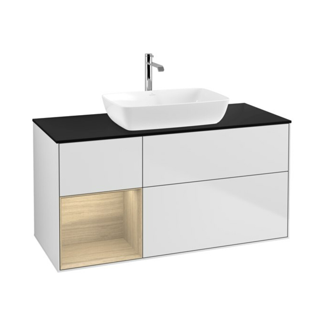 V&B Waschtischunterschrank Wandbeleuchtung Finion 120cm, Pl bla m, Reg Oa ven, wh. m Lac