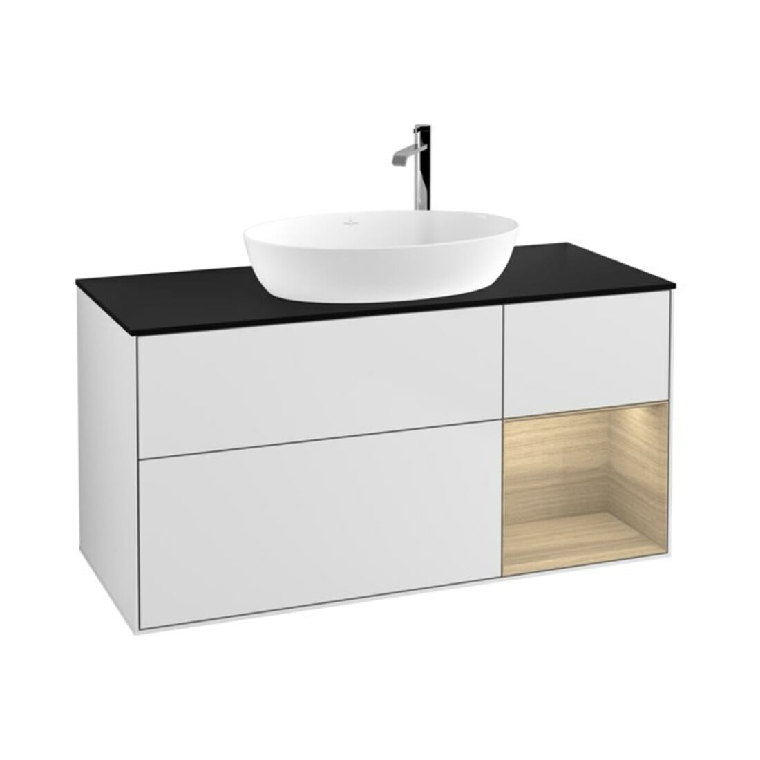 V&B Waschtischunterschrank Wandbeleuchtung Finion 120cm, Pl bla m, Reg Oa ven, wh. m Lac
