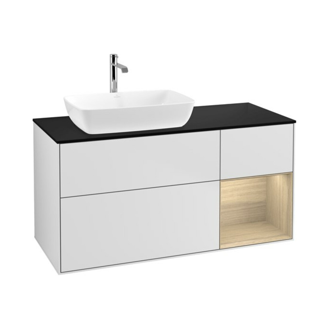 V&B Waschtischunterschrank Wandbeleuchtung Finion 120cm, Pl bla m, Reg Oa ven, wh. m Lac
