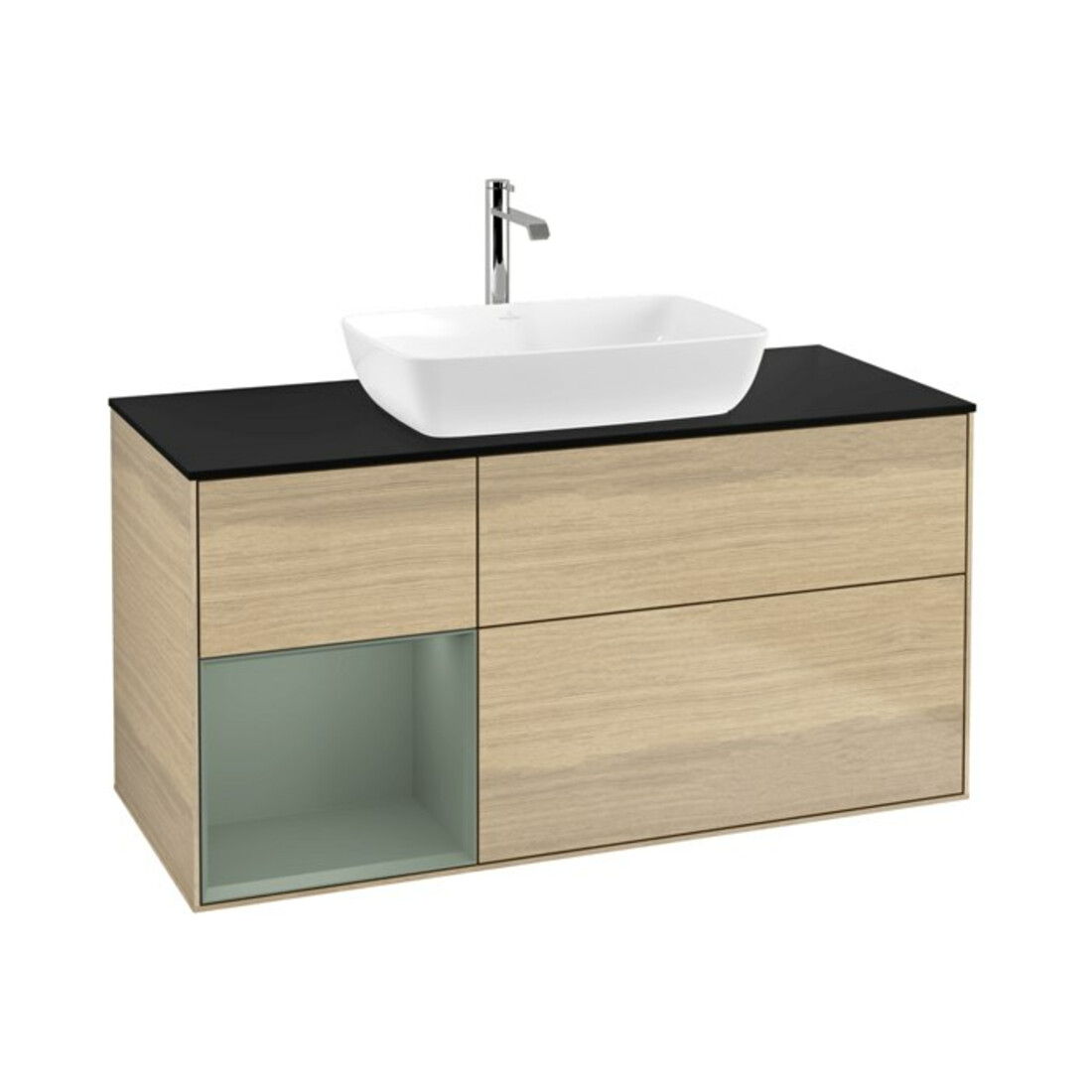 V&B Waschtischunterschrank Wandbeleuchtung Finion 120cm, Pl bla m, Reg Oli. m Lac, Oa ven