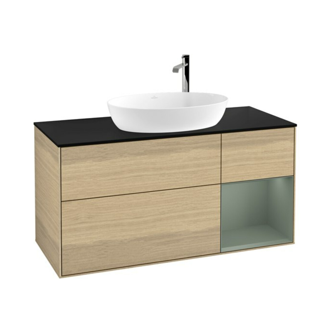 V&B Waschtischunterschrank Wandbeleuchtung Finion 120cm, Pl bla m, Reg Oli. m Lac, Oa ven