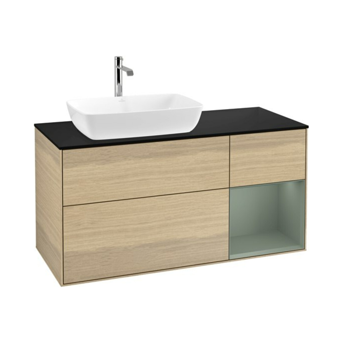 V&B Waschtischunterschrank Wandbeleuchtung Finion 120cm, Pl bla m, Reg Oli. m Lac, Oa ven