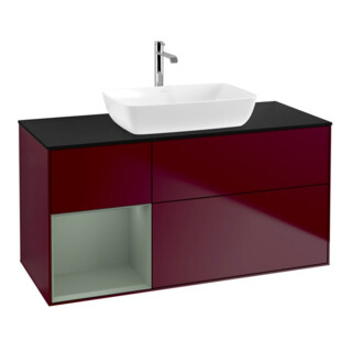 V&B Waschtischunterschrank Wandbeleuchtung Finion 120cm, Pl bla m, Reg Oli. m Lac, Peo m