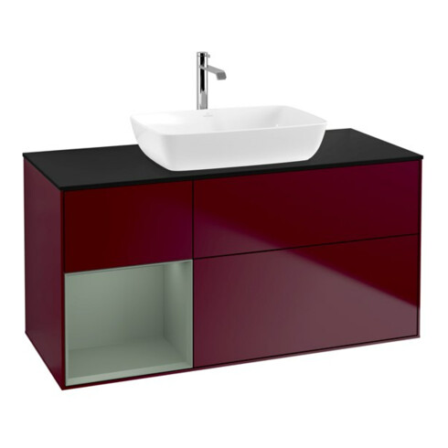 V&B Waschtischunterschrank Wandbeleuchtung Finion 120cm, Pl bla m, Reg Oli. m Lac, Peo m