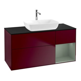V&B Waschtischunterschrank Wandbeleuchtung Finion 120cm, Pl bla m, Reg Oli. m Lac, Peo m