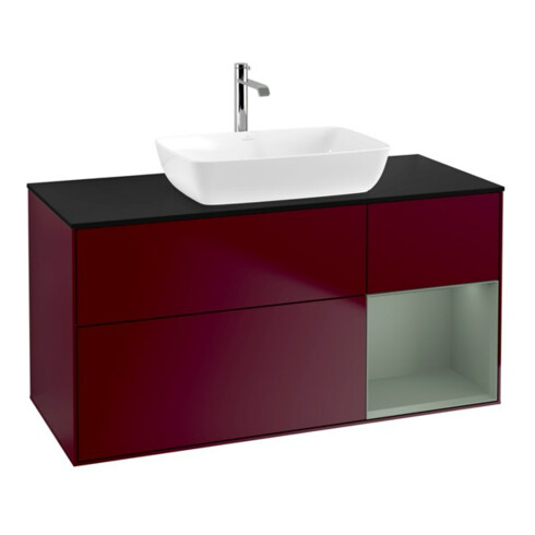 V&B Waschtischunterschrank Wandbeleuchtung Finion 120cm, Pl bla m, Reg Oli. m Lac, Peo m