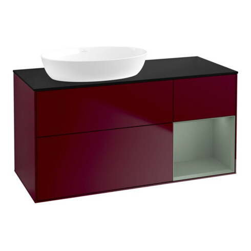 V&B Waschtischunterschrank Wandbeleuchtung Finion 120cm, Pl bla m, Reg Oli. m Lac, Peo m