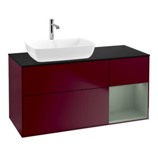 V&B Waschtischunterschrank Wandbeleuchtung Finion 120cm, Pl bla m, Reg Oli. m Lac, Peo m