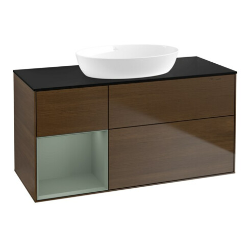 V&B Waschtischunterschrank Wandbeleuchtung Finion 120cm, Pl bla m, Reg Oli. m Lac, wal ven