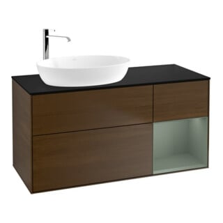 V&B Waschtischunterschrank Wandbeleuchtung Finion 120cm, Pl bla m, Reg Oli. m Lac, wal ven