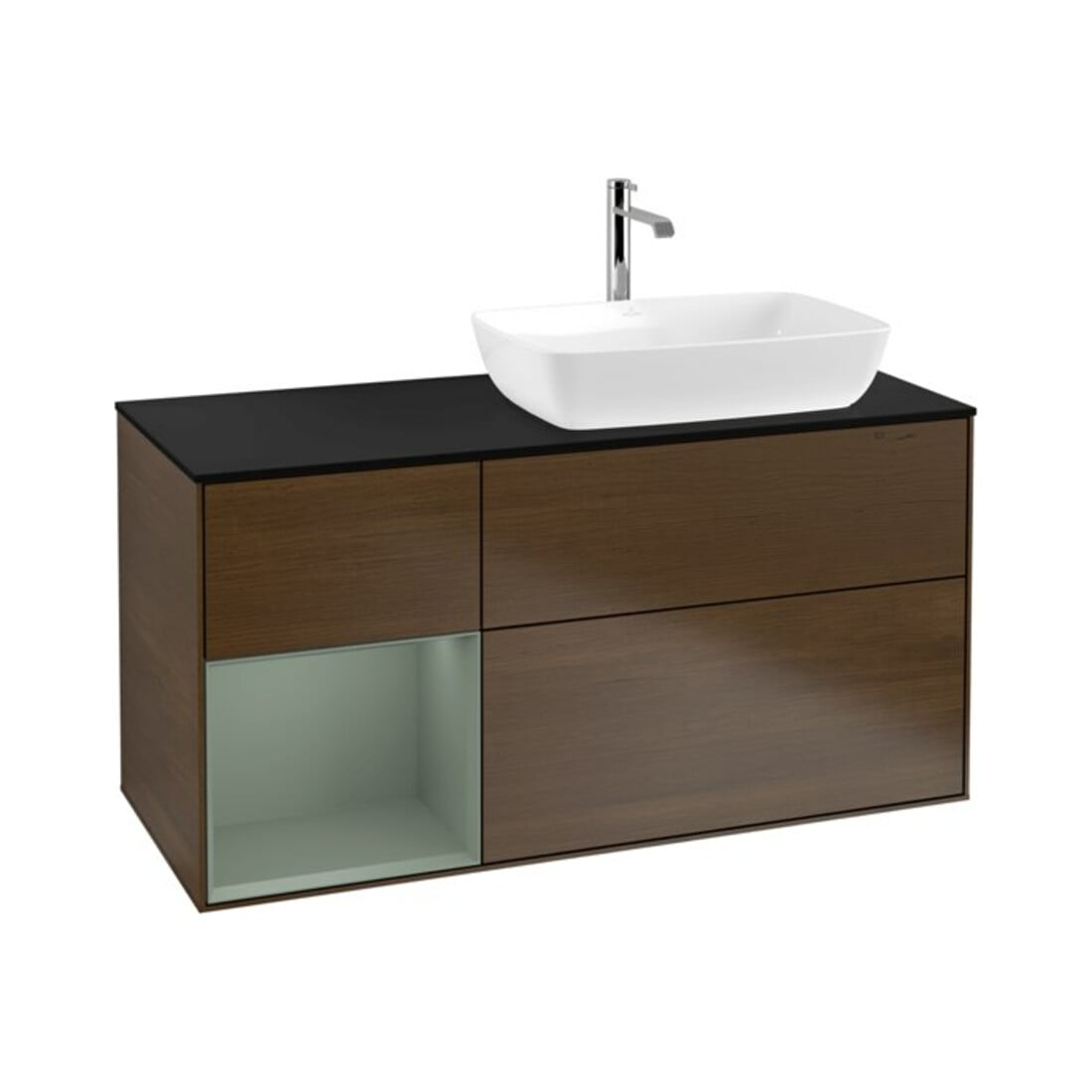 V&B Waschtischunterschrank Wandbeleuchtung Finion 120cm, Pl bla m, Reg Oli. m Lac, wal ven