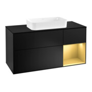 V&B Waschtischunterschrank Wandbeleuchtung Finion 120cm, Pl bla m, Reg re gol m, bla m Lac