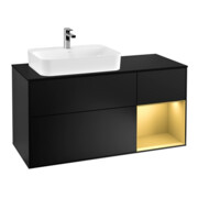 V&B Waschtischunterschrank Wandbeleuchtung Finion 120cm, Pl bla m, Reg re gol m, bla m Lac