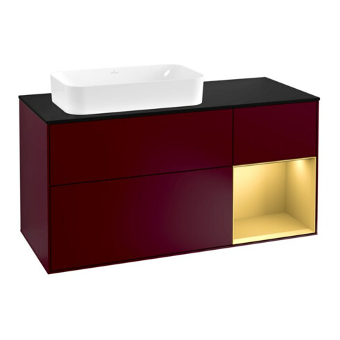 V&B Waschtischunterschrank Wandbeleuchtung Finion 120cm, Pl bla m, Reg re gol m, Peo m