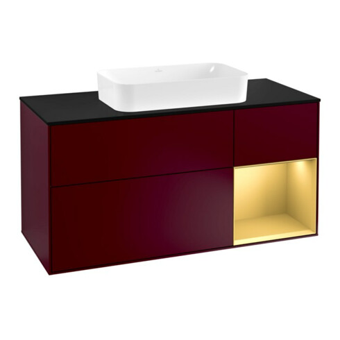 V&B Waschtischunterschrank Wandbeleuchtung Finion 120cm, Pl bla m, Reg re gol m, Peo m