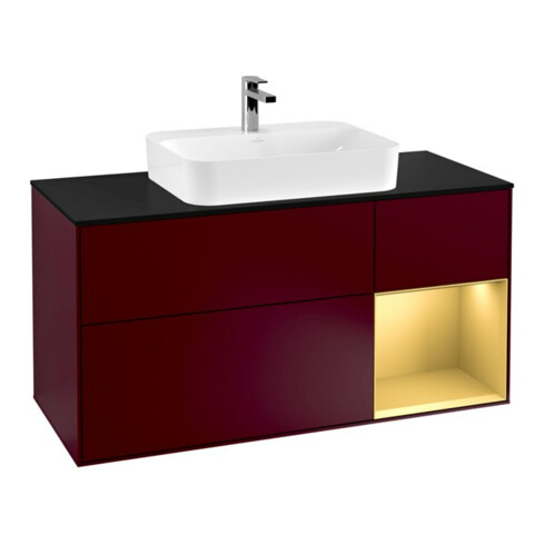 V&B Waschtischunterschrank Wandbeleuchtung Finion 120cm, Pl bla m, Reg re gol m, Peo m