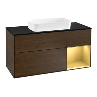 V&B Waschtischunterschrank Wandbeleuchtung Finion 120cm, Pl bla m, Reg re gol m, wal ven