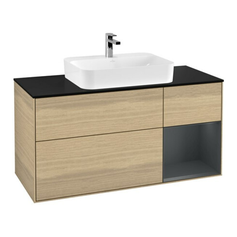 V&B Waschtischunterschrank Wandbeleuchtung Finion 120cm, Pl bla m, Reg re md bl. m, Oa ven