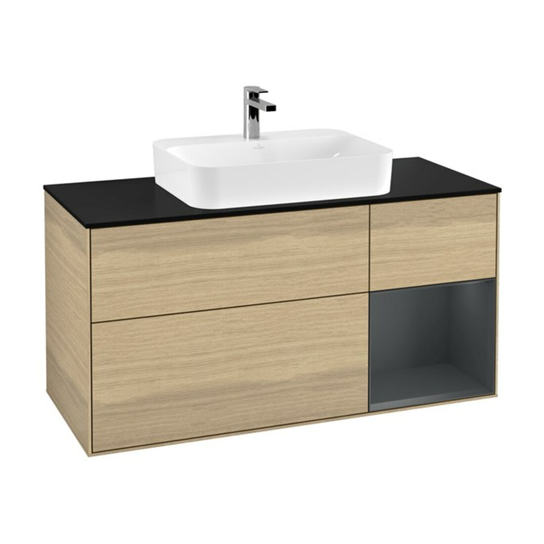 V&B Waschtischunterschrank Wandbeleuchtung Finion 120cm, Pl bla m, Reg re md bl. m, Oa ven