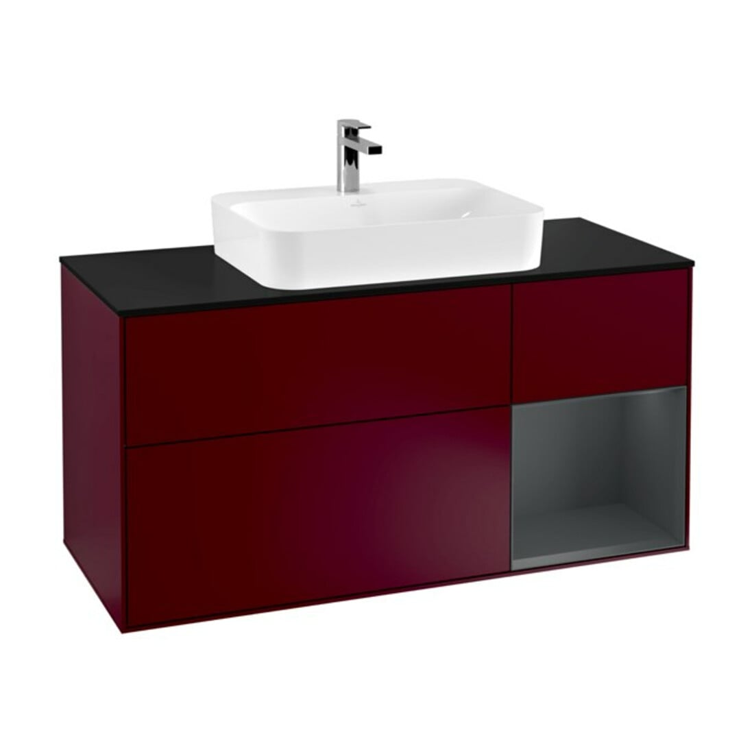 V&B Waschtischunterschrank Wandbeleuchtung Finion 120cm, Pl bla m, Reg re md bl. m, Peo m