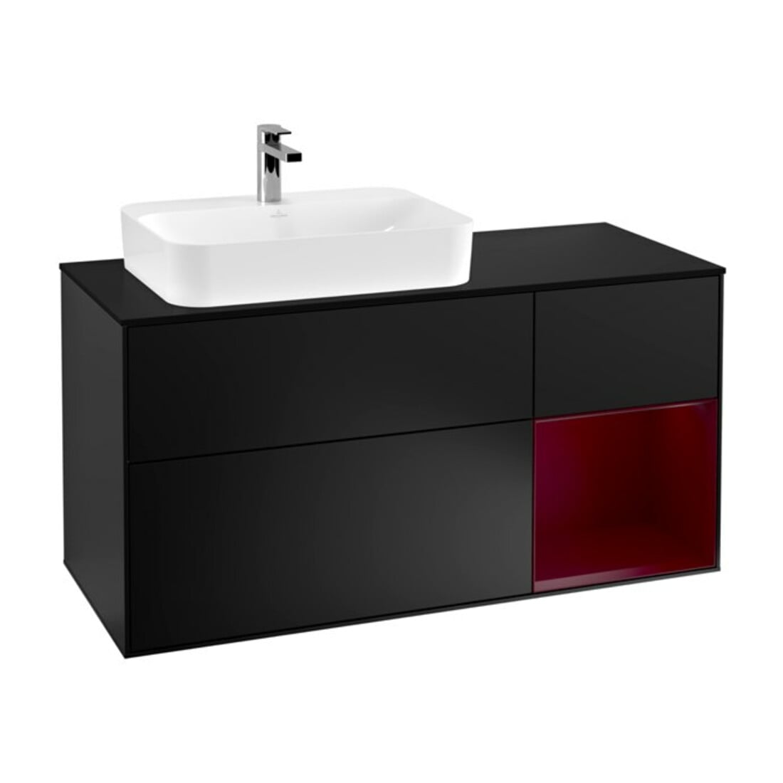 V&B Waschtischunterschrank Wandbeleuchtung Finion 120cm, Pl bla m, Reg re Peo, bla m Lac