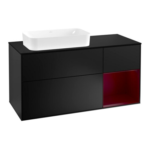 V&B Waschtischunterschrank Wandbeleuchtung Finion 120cm, Pl bla m, Reg re Peo, bla m Lac