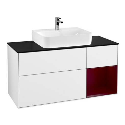 V&B Waschtischunterschrank Wandbeleuchtung Finion 120cm, Pl bla m, Reg re Peo, glo wh. Lac