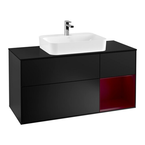 V&B Waschtischunterschrank Wandbeleuchtung Finion 120cm, Pl bla m, Reg re Peo m, bla m Lac