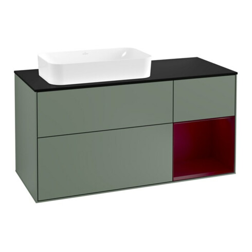 V&B Waschtischunterschrank Wandbeleuchtung Finion 120cm, Pl bla m, Reg re Peo, Oli. m Lac