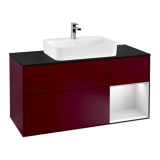 V&B Waschtischunterschrank Wandbeleuchtung Finion 120cm, Pl bla m, Reg re wh. m, Peo m