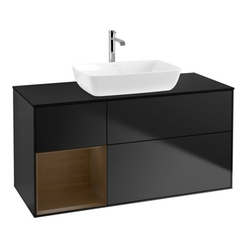 V&B Waschtischunterschrank Wandbeleuchtung Finion 120cm, Pl bla m, Reg wal ven, bla m Lac